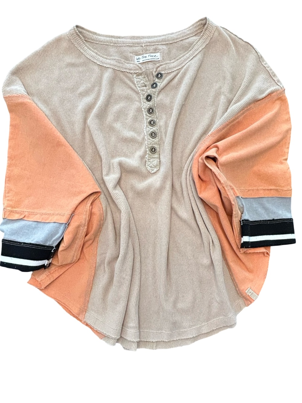 Free People Just Tip It Henley thermal top oversized slouchy 90’s grunge boho SM - Picture 8 of 11
